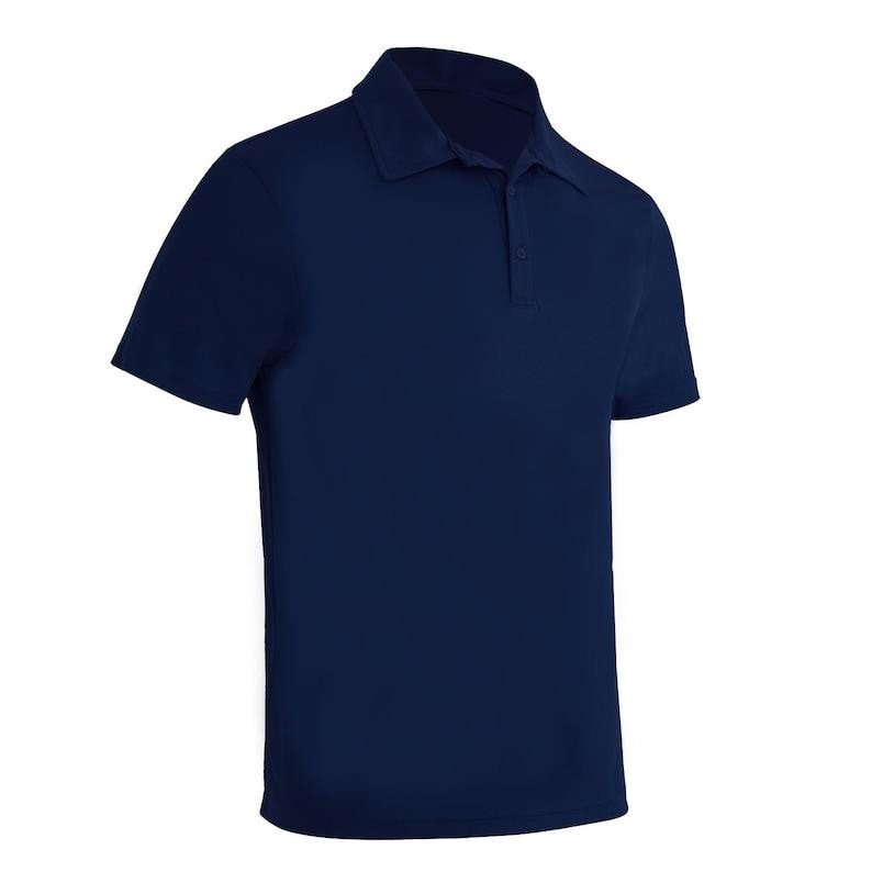 Men’s Performance Polo Shirt Solid Color Navy Blue White Fringes