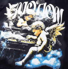 New Mixed Emotion Cupid print Rhinestone Short sleeve Mens Street Casual T-shirt