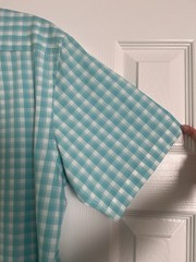 Dockers Men’s Button Down Short Sleeve Shirt XL-white & Turquoise Plaid