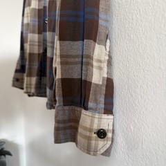 Todd Snyder Utility Flannel Button Down Shirt – Brown Blue Cream Plaid – Size XL