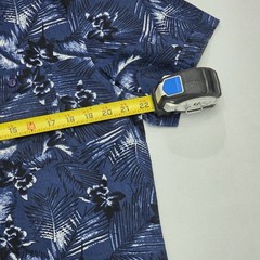 MBX Denim Wear Mens Large Navy Blue Tropical Floral Palm Button Down SlimFit NWT