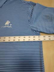 Peter Millar Summer Comfort E4 Men’s Blue Purple Striped Polo Shirt Size Medium