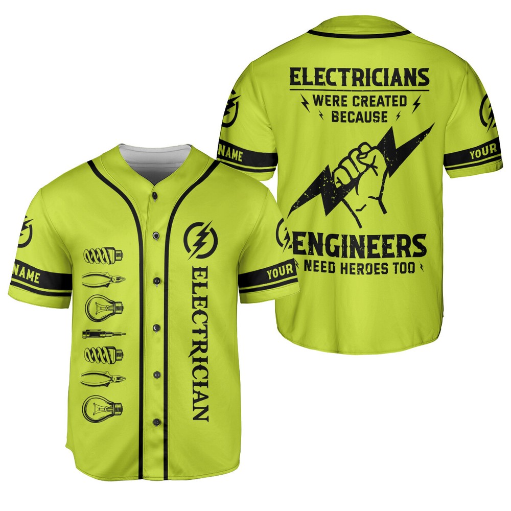 Personalized Electrical Worker Baseball Jersey Shirts, Electrician Shirts Gift F