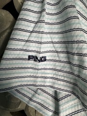 PING Collection Performance Dynamics Golf Polo Shirt Large White Striped Logo