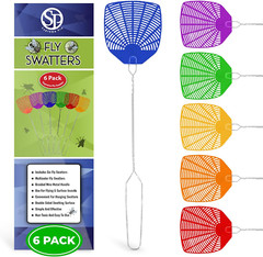 Supreme Bug & Fly Swatter 6-Pack – Braided Metal Handle 6 Pack Fly Swatters, Mul