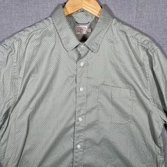 Faherty Button Down Short SS Mens L Green Geometric Comfort Hidden Button Down