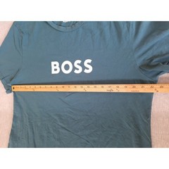 BOSS Men Large Cotton Art Logo Pullover Navy Blue Tee-Shirt with Sun Protection