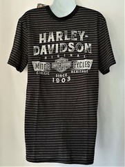 Harley Davidson SS Shirt Ringer Black Striped Reflective Back Chest39in Mens M
