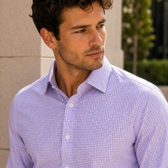 J.Crew Ludlow Mens 15-33 Slim Dress Shirt Purple Gingham Easy Care Stretch