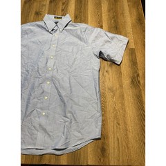 Cambridge Classics Button Down Shirt Mens 17 Blue Easy Care Oxford Excellent