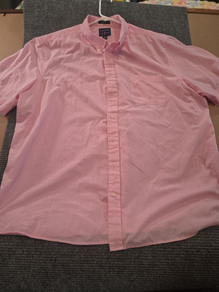 Saddlebred Mens3XLT Button Front Short Sleeve Shirt Big/Tall Classic Fit Pink