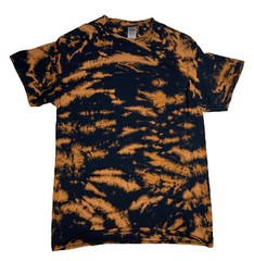 Hand-Dyed Reverse Mottled Tee – Orange & Black (M,Short Sleeve T Shirt)
