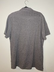 Bugatchi Men’s full button short sleeved cotton knit polo shirt Gray- M