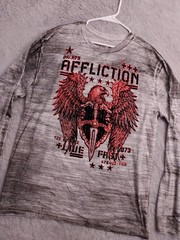 Affliction Shirt Mens Extra Large Felt Print Graphic Eagle Fight Long Sleeve XL