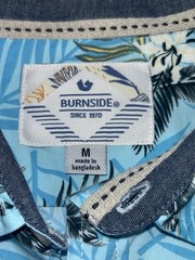 Burnside Men’s Tropical Button Down Shirt Blue Yellow Floral 100% Cotton Medium