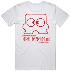 Famicom Disk Logo Retro Nintendo Tee Mario Zelda Snes Nes 8 Bit System Distresse