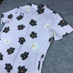 OLEU Originals Mens XL Purple Floral Short Sleeve Snap Button Up Stretch Shirt