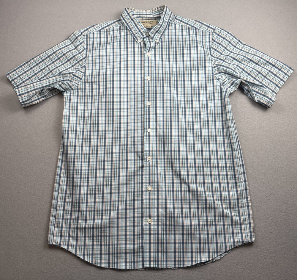 Duluth Trading Wrinklefighter Button Down Shirt Mens LT Multicolor Check Plaid