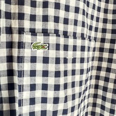 Lacoste Devanlay Navy White Gingham Button Down Shirt Men’s 42 Preppy