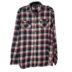 Elixir Black Gray Res Plaid Button Down/Up Long Sleeve Shirt 100% cotton XXL