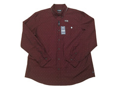 Chaps Men’s Maroon Checkered/Dot Easy Care Holiday Twill L/S Button Shirt, XXL