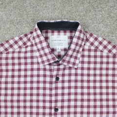 Construct Flip Cuff Shirt Men Medium 15-15 1/2, 33/34 Red Slim Fit 4 Way Stretch