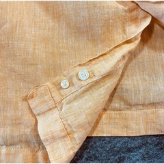 Inserch 100% Linen Button Down Shirt Mens 4XL Orange Long Sleeve Beach Resort