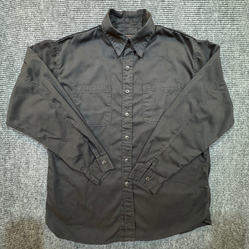 Jesse James Industrial Workwear Button Up Shirt Large Black Underarm Gussets