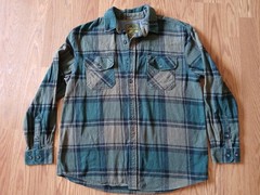 Anchorage Expedition Men’s Plaid Button-Up Shirt – Size L/G – Green, Blue & Gray
