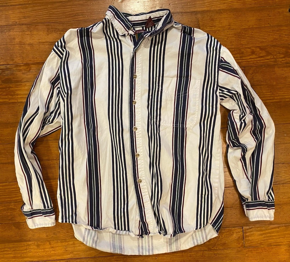 Coliseum Classics Large Striped Men’s Casual Long Sleeve Button Up