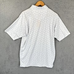 Cat Caterpillar Tractors Polo Shirt Mens Medium White All Over Print Bulldozer