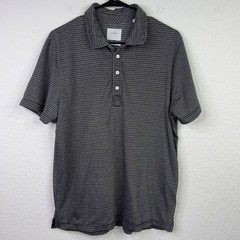 Billy Reid Polo Shirt Mens L Gray Striped Standard Short Sleeve Performance Golf