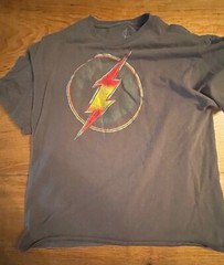 Men’s Gray DC Comics The Flash Logo Graphic Tee T-Shirt Sz XL Short Sleeve