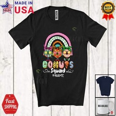 Custom Name Donut Squad; Amusing Leopard Three Donuts Sunglasses; Rainbow Shirt