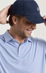 PETER MILLAR FEATHERWEIGHT STRIPE JERSEY POLO SEAPORT BLUE XL NWT $108