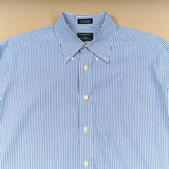 Gitman Bros Blue White Stripe Button Down Dress Shirt 16 36 Cotton 80’s 2 Ply