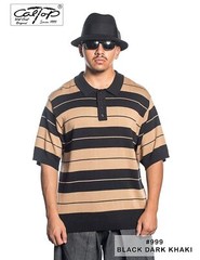 Caltop Charlie Brown Striped Polo Shirt Classic Retro Style Short Sleeve