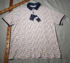 Nwt Construct Shirt Mens Large Multicolor Flamingo Pique Polo Slim Fit Preppy