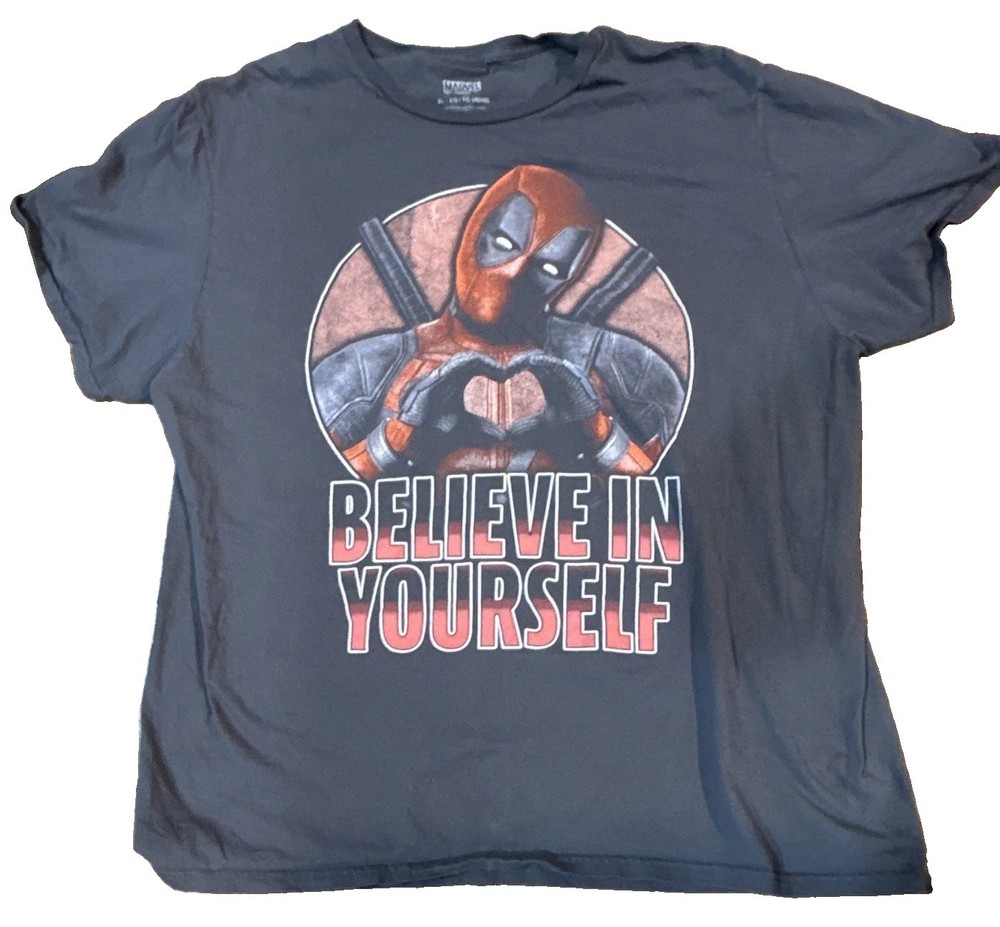 Marvel Deadpool Gray Graphic Print Short Sleeve Crew Neck Men’s T-Shirt XL