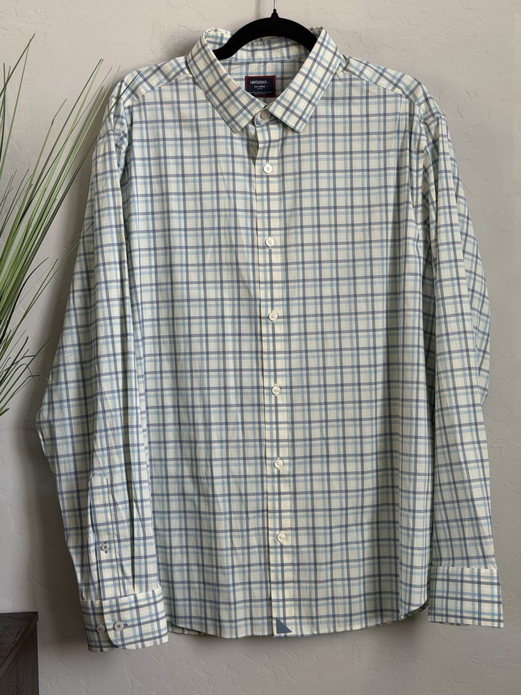 UNTUCKit Pendleton WF Performance Shirt Men’s XXL Slim Blue Yellow Plaid
