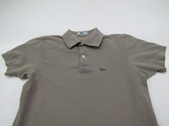 IZOD Lacoste Polo Shirt Mens Medium Blue Alligator Tag Green Logo Brown Preppy