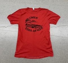 True Vintage 80’s Chile Vina Del Mar Red Souvenir Graphic Beach T-shirt Sz 42