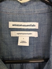Amazon Essentials Men’s Chambray Button Up Short Sleeve Shirt Large Blue Regular