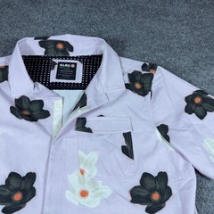 OLEU Originals Mens XL Purple Floral Short Sleeve Snap Button Up Stretch Shirt