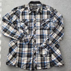 Buckle Black Mens Athletic Fit Plaid Button Down Shirt BB087NM Black Blue XXL