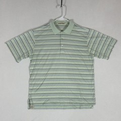 Peter Millar Double Mercerized Golf Polo Shirt Mens Large Green Striped Casual
