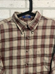 Pendleton Woolen Mills Men’s Large Plaid Button Up Cotton Shirt Broadway Cloth