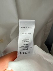 38 15 ETON Slim Pointed Pin Collar Solid White Dress Shirt