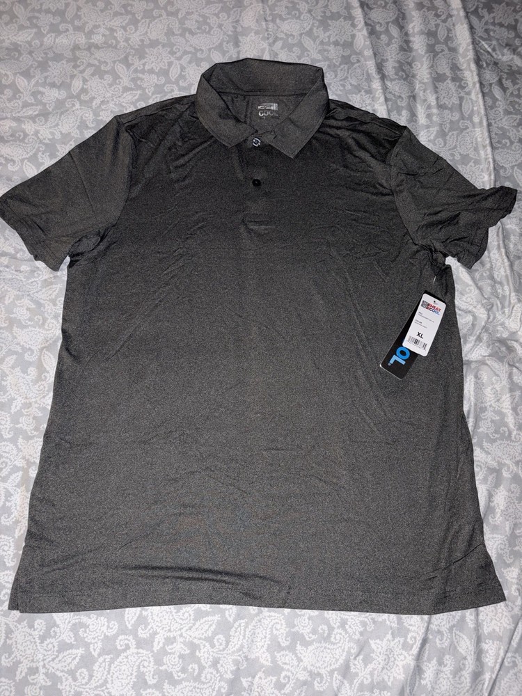 32 Degrees Cool Men’s Gray Solid Spread Collar Short Sleeve Polo Shirt XL