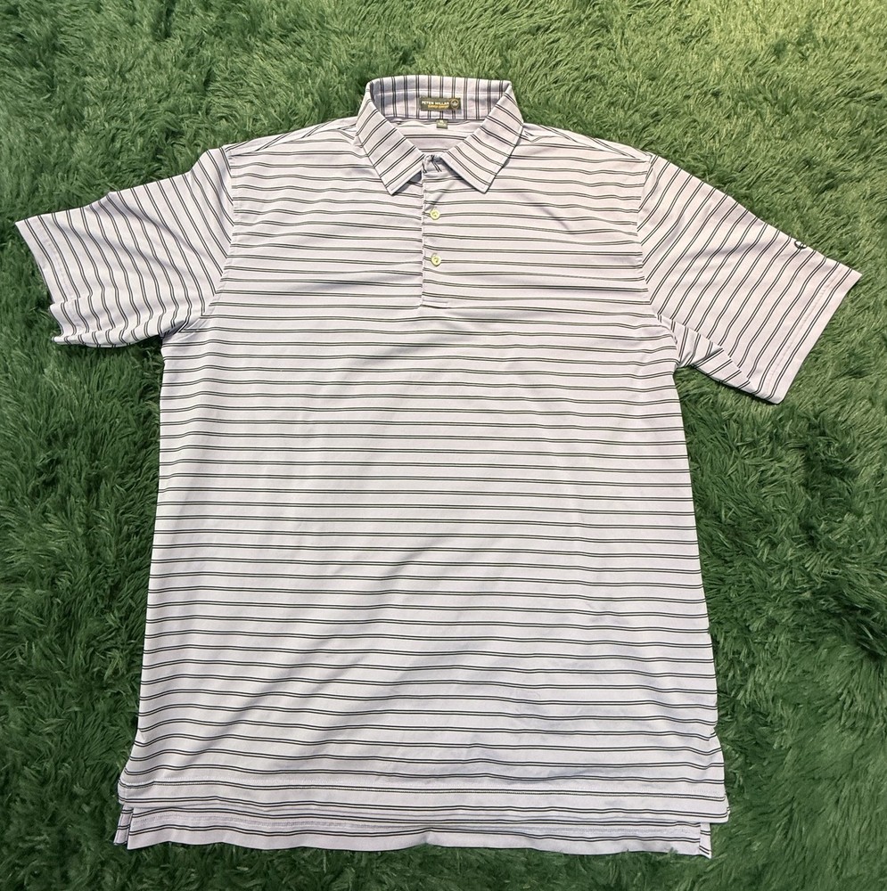 Peter Millar Summer Comfort Performance Polo Shirt Men’s XL Purple Striped Golf